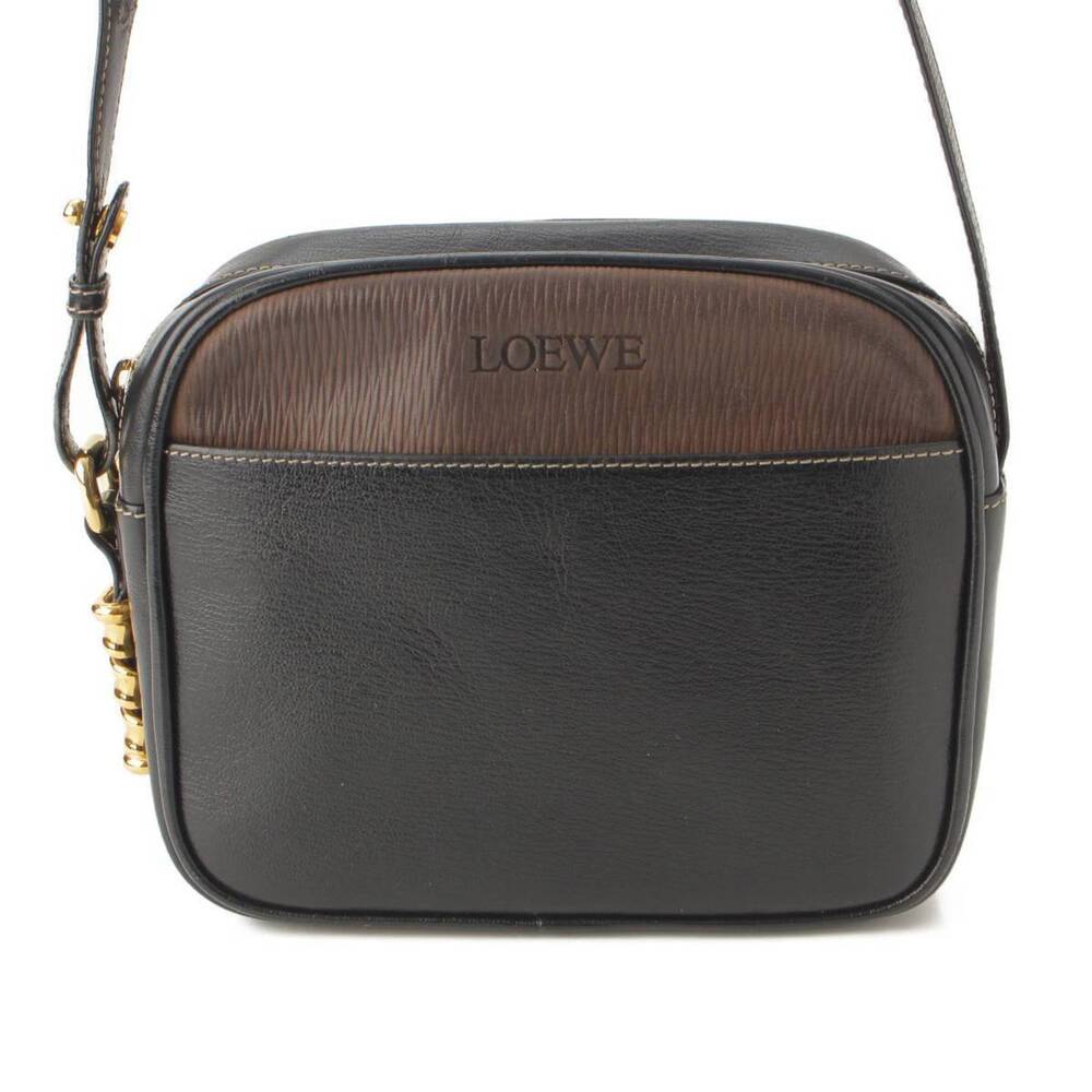 Velzquez Logo Leather Shoulder Bag Black Brown